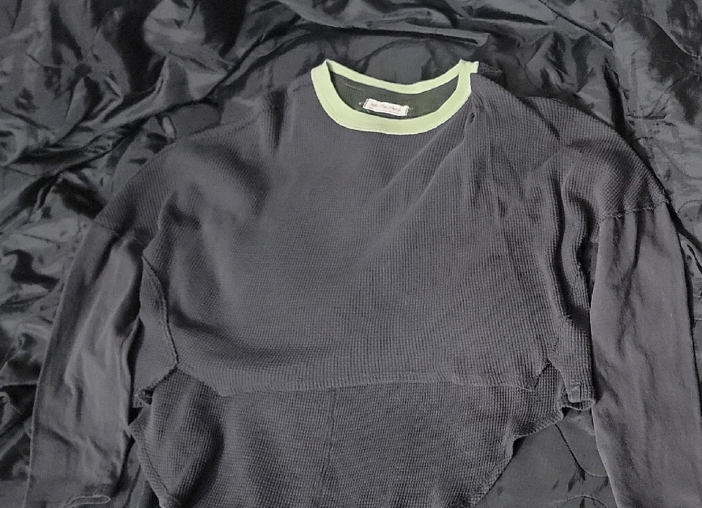 We The Free Black Sweater with Green Trim